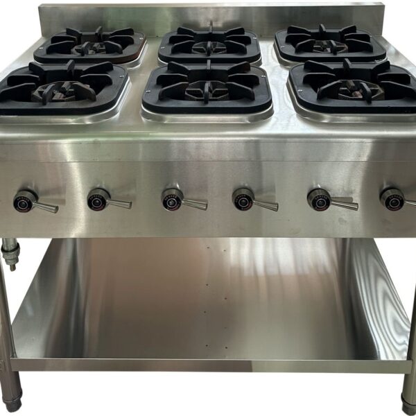 6 BURNER COOKING RANGE Stainless Steel with shelf