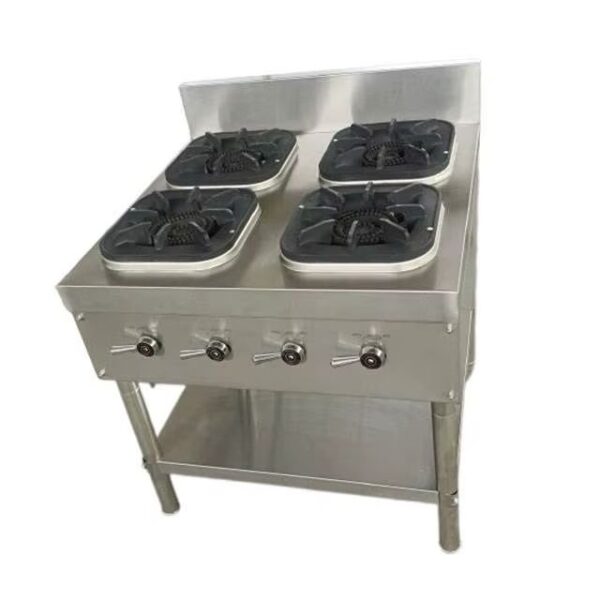 4 BURNER COOKING RANGE Stainless Steel with shelf