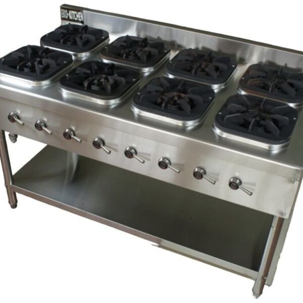 8 BURNER COOKING RANGE Stainless Steel with shelf
